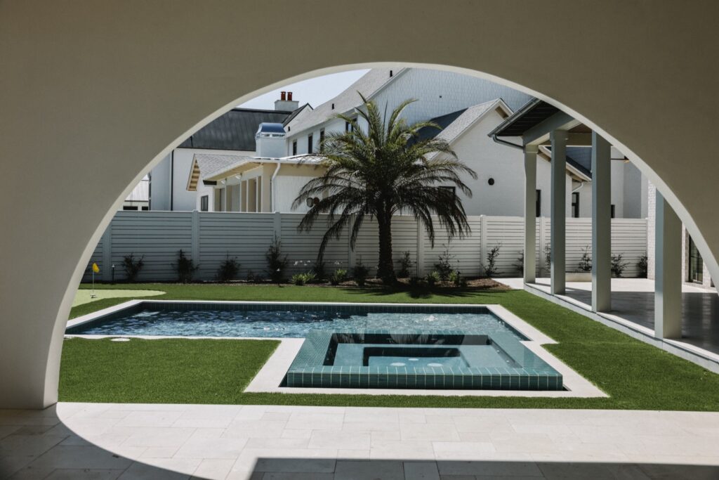 Luxury pool and spa courtyard on 30A
