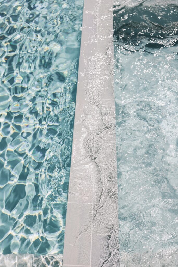 Clear blue pool water detail